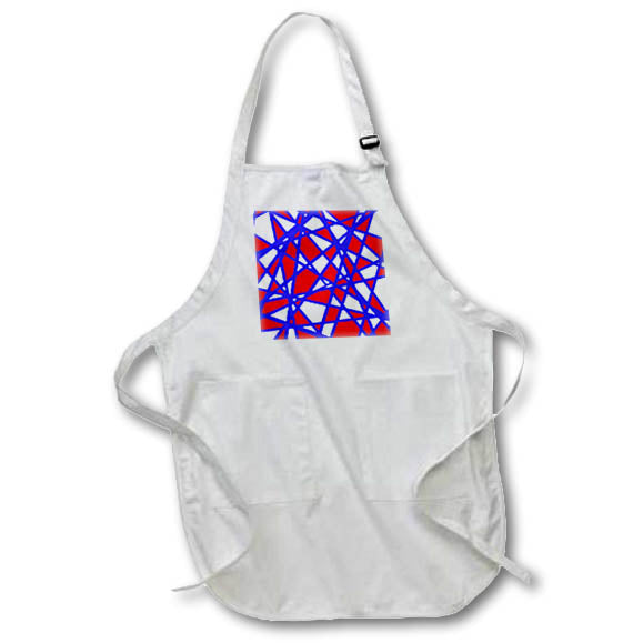 Apron - Irregular White Shapes With Red Accents Abstract Art Vector Art - Bold Abstract Art Pattern