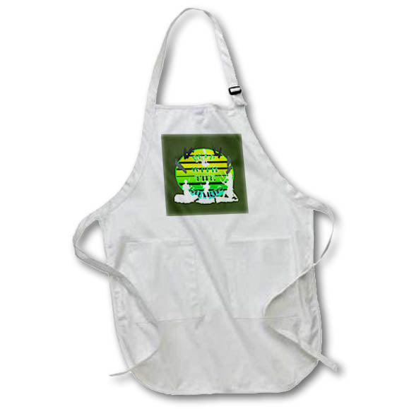 Apron - Be Up With The Boards Kitesurf White Silhouette Green Text Vector Art - Kitesurfers