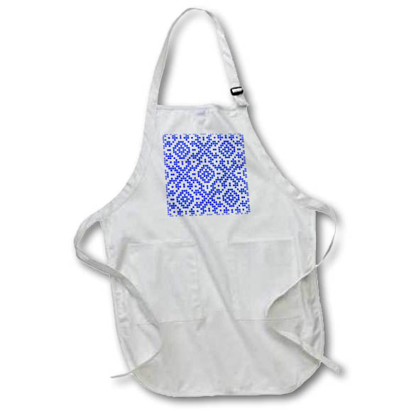 Apron - White Geometric Pattern Vector Art Blue Accent Vector Art - Pixel Patten