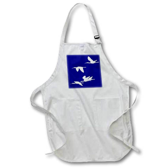 Apron - White Silhouette of Ibises In Flight Vector Art - Ibis