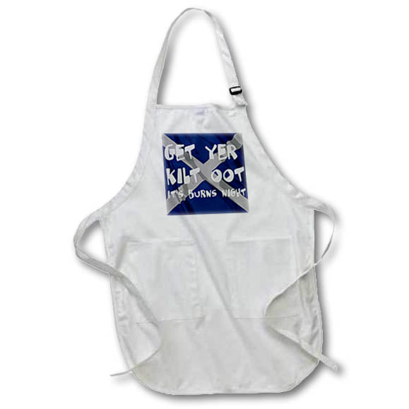 Apron - Get Yer Kilt Oot Its Burns Night White Text With Saltire Vector Art - Burns Night