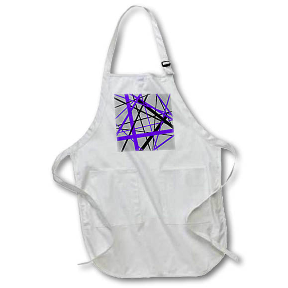 Apron - Lines Of Lilac Purple And Black Geometric Pattern On Grey Vector Art - Stripes and Lines Pattern