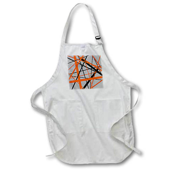 Apron - Lines Of Orange and Black Geometric Pattern On Grey Vector Art - Stripes and Lines Pattern