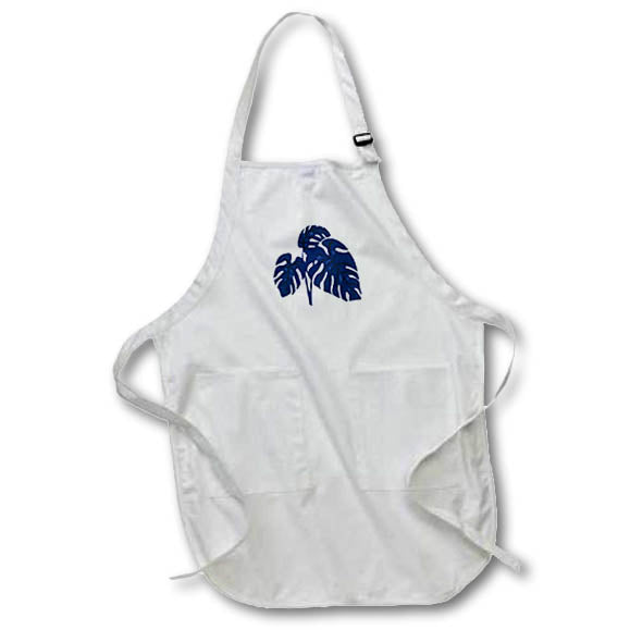 Apron - Blue Monstera Swiss Cheese Plant Cut Out Style on White Vector Art - Monstera Leaves