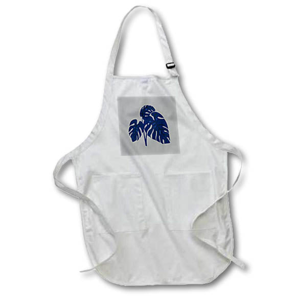 Apron - Blue Monstera Swiss Cheese Plant Cut Out Style on Grey Vector Art - Monstera Leaves