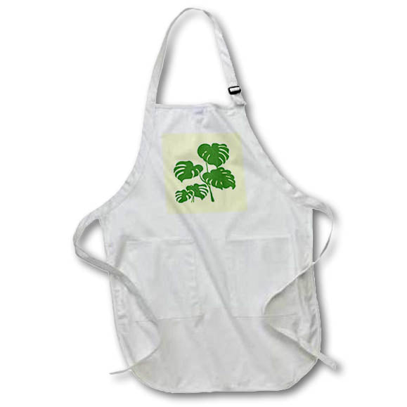 Apron - Green Monstera Swiss Cheese Plant Cut Out Style On Light Orange Vector Art - Monstera Leaves