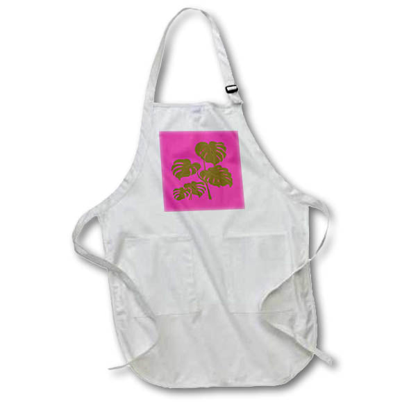 Apron - Mustard Yellow Monstera Swiss Cheese Plant Cut Out Style Vector Art - Monstera Leaves