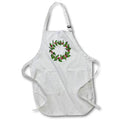 Apron - Christmas Holly Wreath Green Red On White Acrylic Painting - Holly Wreath