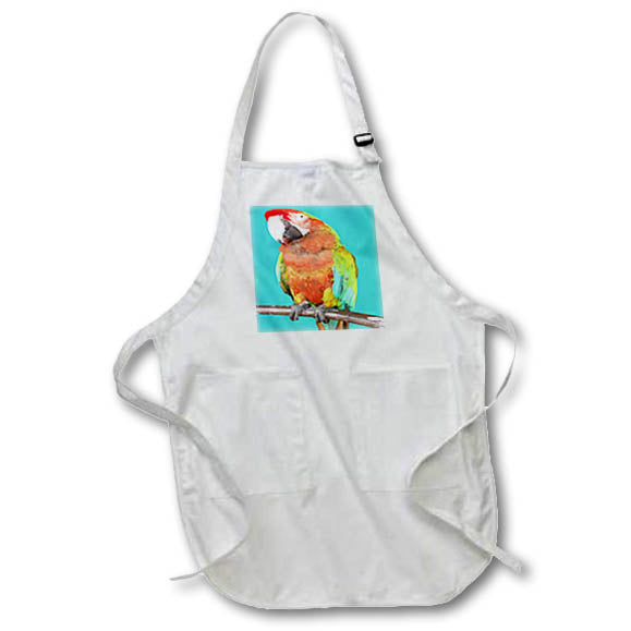 Apron - Stunning Harlequin Macaw On A Perch Vector Art on Aqua Vector Art - Macaw Parrot
