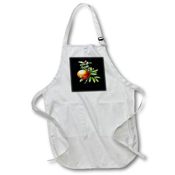 Apron - Pomegranate Autumn Botanical Vector Art On Black Vector Art - Pomegranate