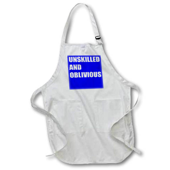 Apron - Unskilled and Oblivious Cognitive Bias Statement White Text Typography - Psychology Quote
