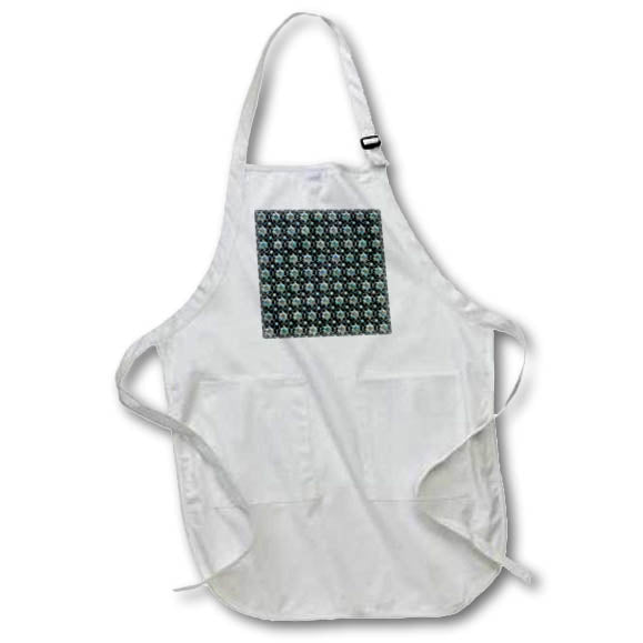 Apron - Elegant Green and Aqua Image Of Gradient Image Of Metal Flowers Patterns