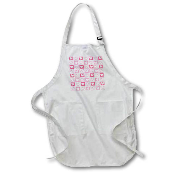 Apron - Cute Pink Hearts In Squares Pattern Patterns