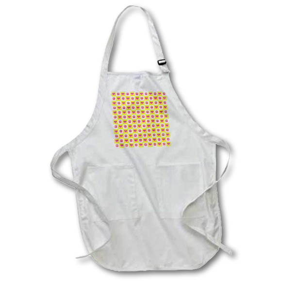 Apron - Cute Pink, Yellow, and White Squares and Hearts Pattern Patterns