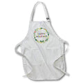 Apron - Happy Holidays colorful text, floral wreath, stars, beige background Alexis Design - Pattern Christmas New Year