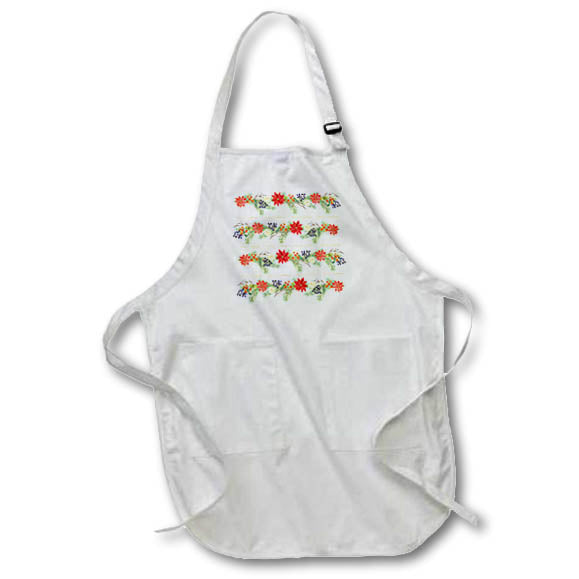 Apron - Merry Christmas text, holly plant, pine branches, berries, on blue Alexis Design - Pattern Christmas New Year