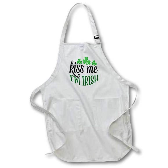 Apron - Kiss Me I am Irish Shamrocks St Patricks Day, 3dramm AmansMall Winter, Holidays and Typography