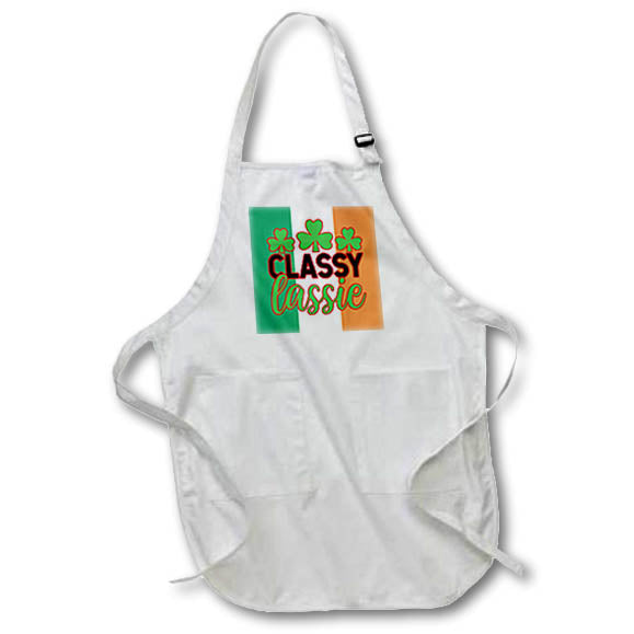 Apron - Classic Lassie Clovers Ireland Flag Saint Patricks Day, 3dramm AmansMall Winter, Holidays and Typography