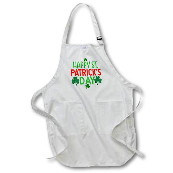 Apron - Happy St Patricks Day Slogan Green Shamrocks, 3dramm AmansMall Winter, Holidays and Typography