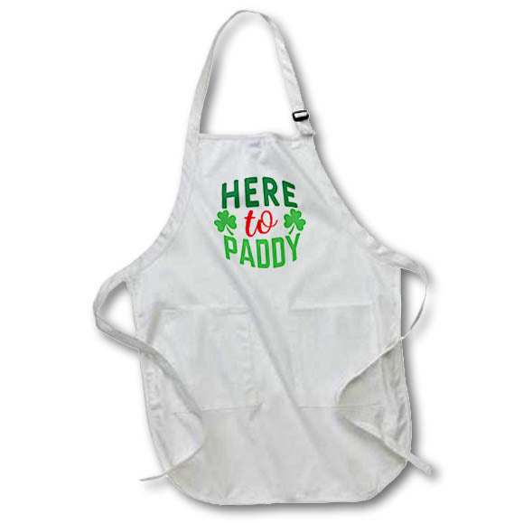 Apron - Here to Paddy Funny Pun on Party St Patricks, 3dramm AmansMall Winter, Holidays and Typography