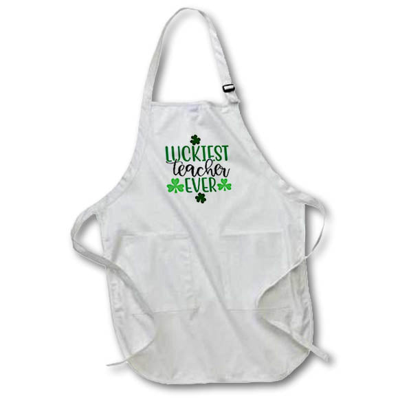Apron - Luckiest Teacher Ever Shamrocks St Patricks Day, 3dramm AmansMall Winter, Holidays and Typography