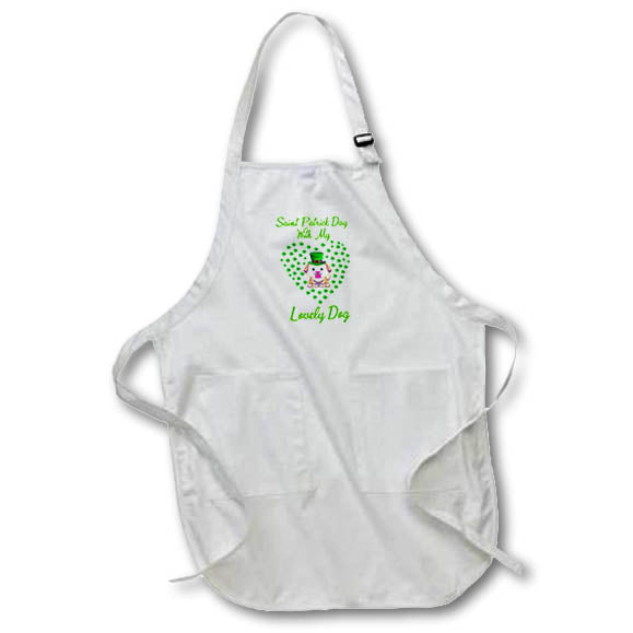 Apron - St Patricks Day with My Lovely Dog Heart of Shamrocks, 3dramm AmansMall Winter, Holidays and Typography