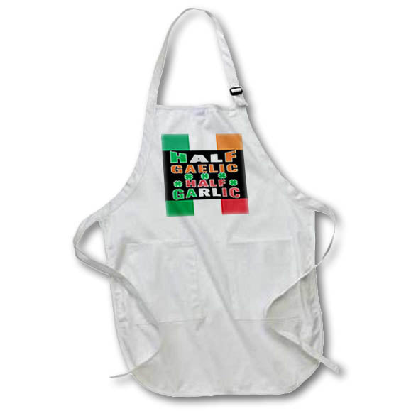 Apron - Half Gaelic Half Garlic Irish Italian Flag Four Leaf Clover, 3dramm AmansMall Winter, Holidays and Typography