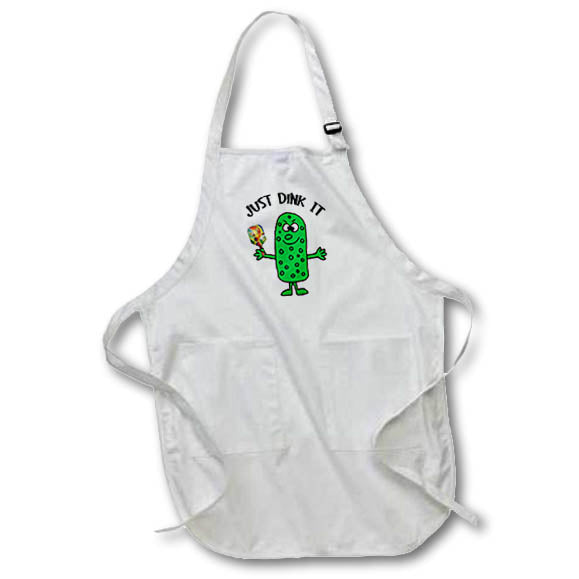 Apron - Cute Funny Pickle Playing Pickleball Just Dink it Sports Cartoon Sports and Hobbies