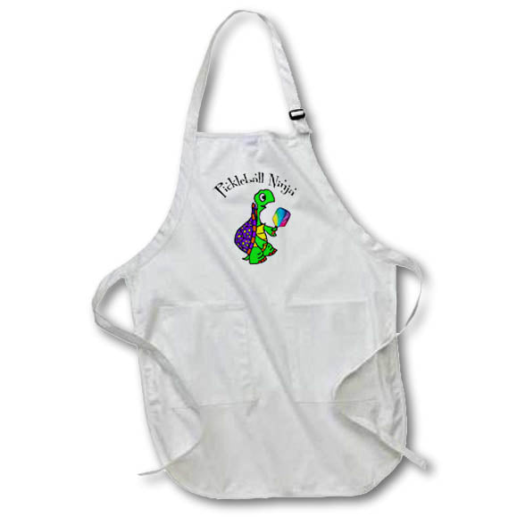 Apron - Cute Funny Turtle Playing Pickleball Ninja Sports Cartoon Sports and Hobbies
