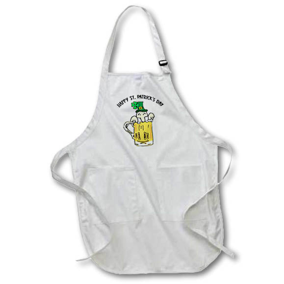 Apron - Funny Little Man in Beer Mug wearing Shamrock Hat St. Patricks Day St Patricks Day