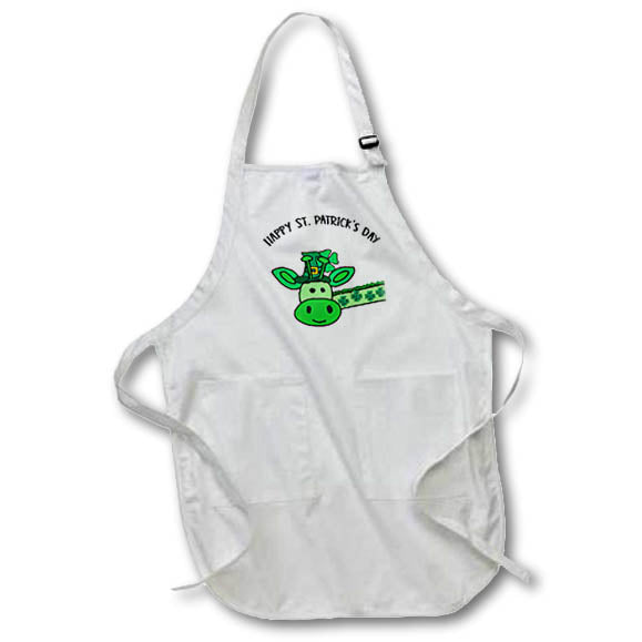 Apron - Cute Funny Green Giraffe wearing Shamrock Happy St. Patricks Day St Patricks Day