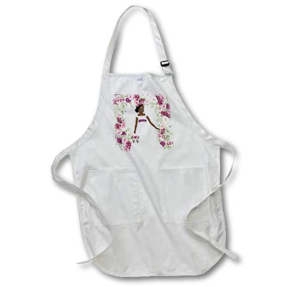 Apron - African American Flower Girl with Purple Roses and Eucalyptus Wedding Collection