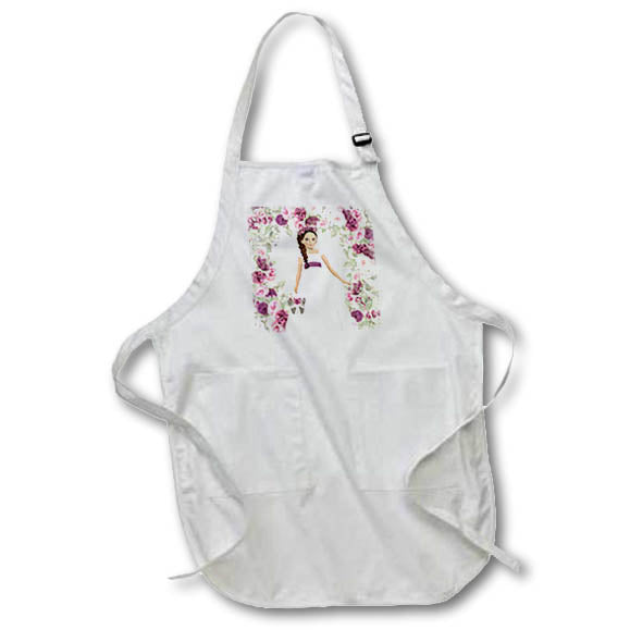 Apron - Sweet Flower Girl Bridal Party Attendant with Plum Rose Accents Wedding Collection