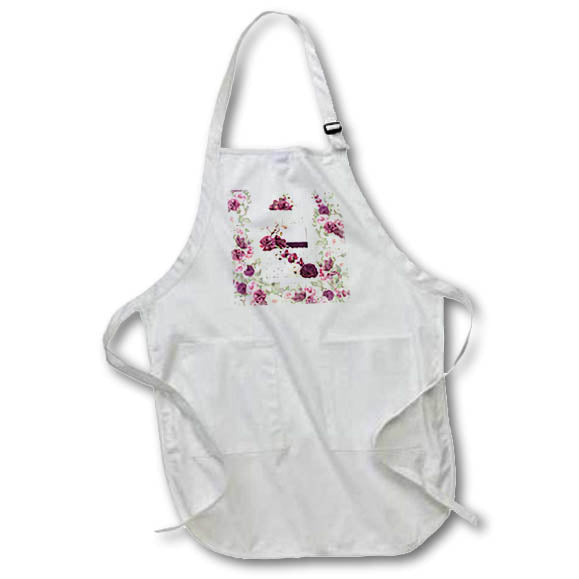 Apron - Wedding Cake 3 Tier Purple and Plum Roses and Ribbons Wedding Collection