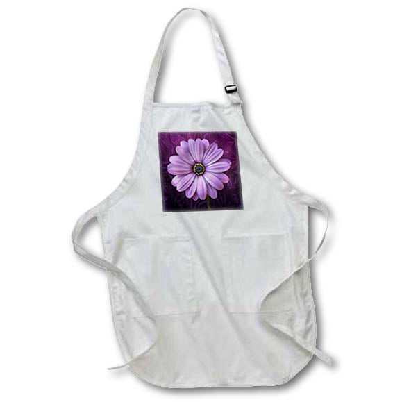 Apron - Feminine Purple Daisy Botanical Beauty with Leafy Accents Floral