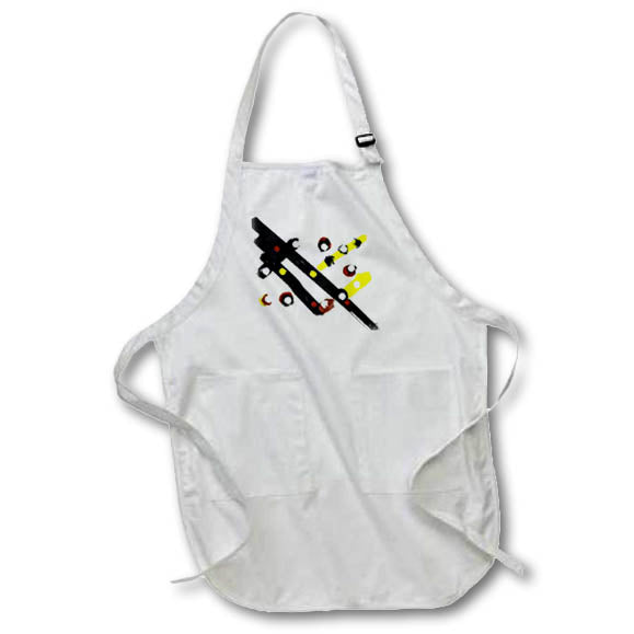 Apron - Image of Bold Black Painting With Yellow And Copper lens Art by Florene - Abstract Oil Painting