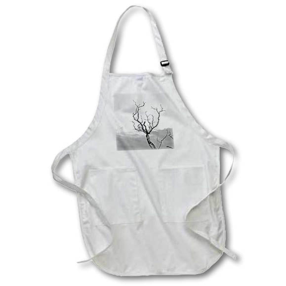 Apron - Image of Tree Branches Reach For Sky In Black And White Photo lens Art by Florene - Black And White
