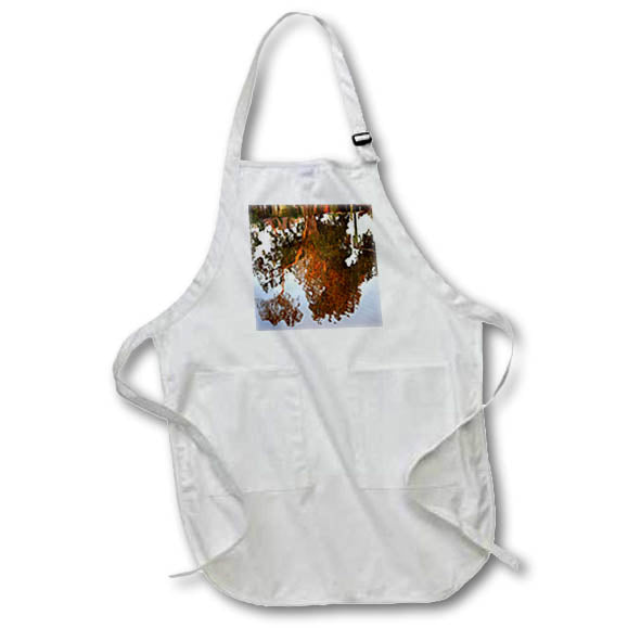 Apron - Image of Water Reflections In Orange And Green Of Gumbo Tree lens Art by Florene - Florida