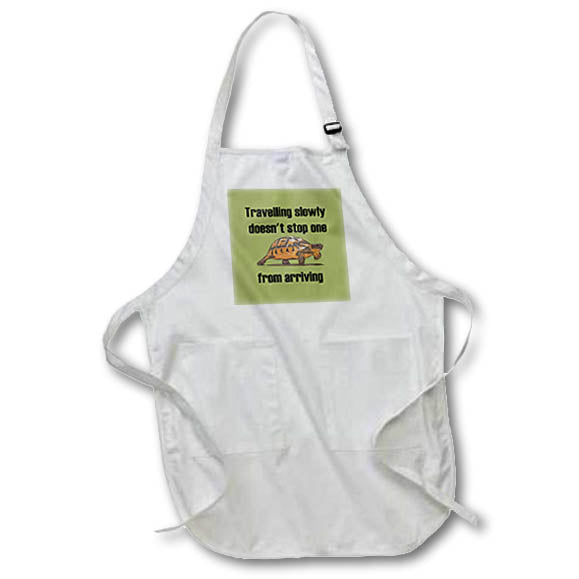 Apron - Travelling Slowly Does Not Stop You From Arriving Tortoise Vector Art - Positive Quote