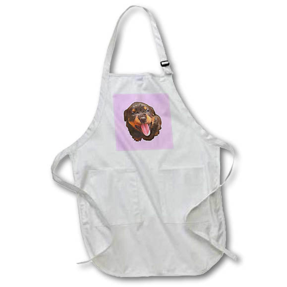 Apron - Cartoon Style Nerdy Rottweiler Puppy Sticking Tongue Out Vector Art - Rottweiler