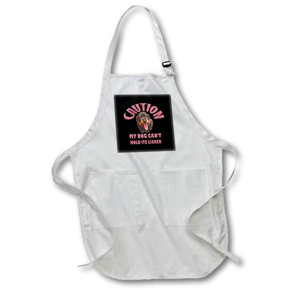 Apron - Caution My Dog Cant Hold Its Licker Vector Art - Dog Humour
