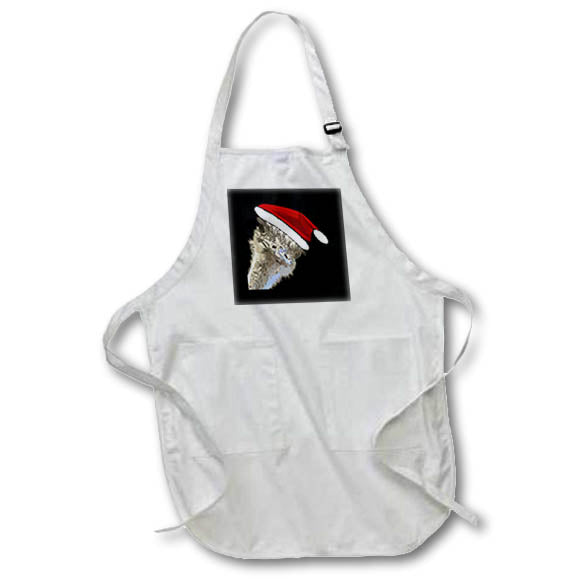 Apron - Ostrich Wearing Santa Hat Christmas Zoo Animal Vector Art - Christmas Ostrich