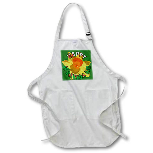 Apron - Happy St Davids Day Showy Spring Daffodil Vector Art - St Davids Day