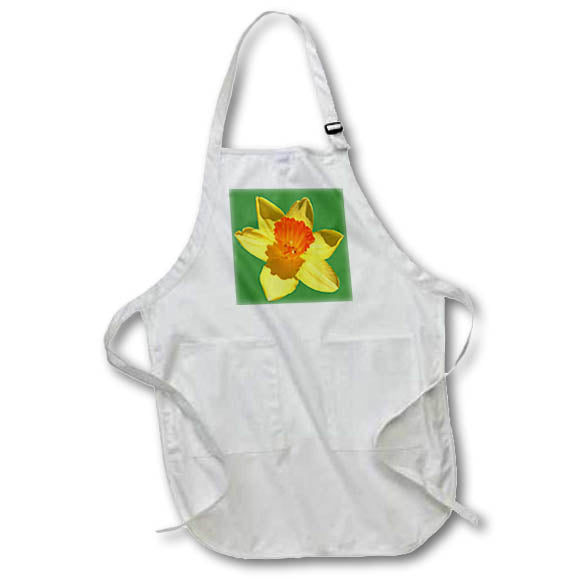 Apron - Large Bright and Showy Spring Daffodil Vector Art On Green Vector Art - Daffodil