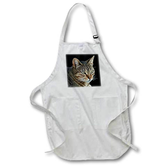 Apron - Stunning Tabby Cat Close Up Portrait Vector On Black Background Vector Art - Tabby Cat