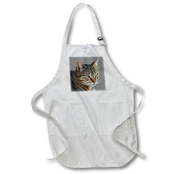 Apron - Stunning Tabby Cat Close Up Portrait Vector On Grey Background Vector Art - Tabby Cat