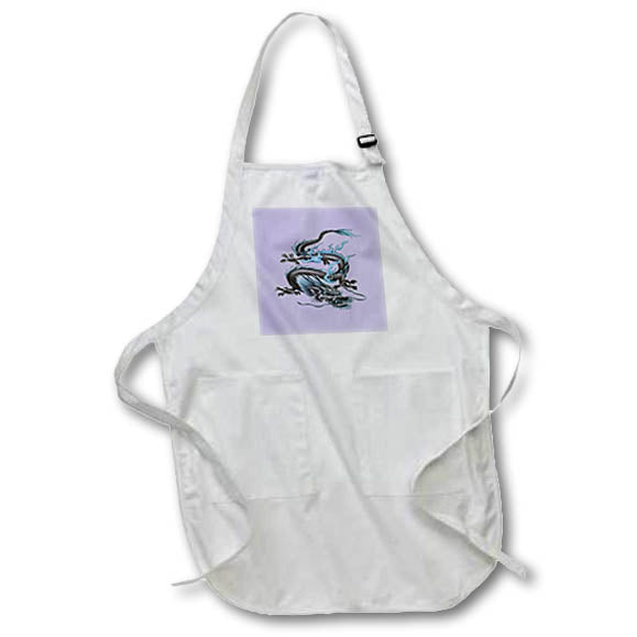 Apron - Chinese Fire Dragon In Light Gray And Pale Blue Vector Art - Chinese Fire Dragon