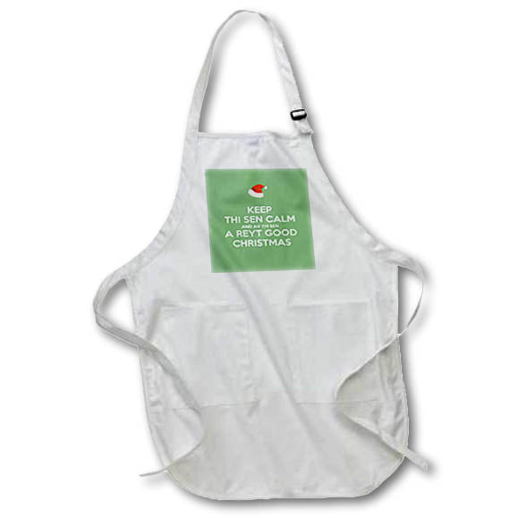 Apron - Keep Thi Sen Calm And Av Thi Sen A Reyt Good Christmas White Text Typography - Yorkshire Humour