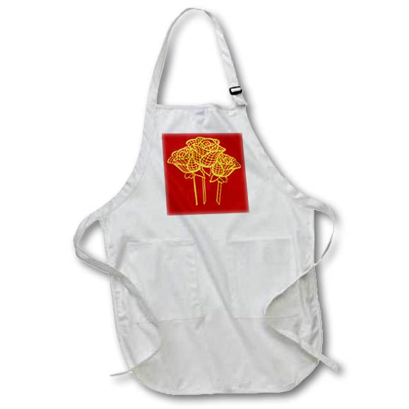 Apron - Artistic Yellow Roses Geometric Line Drawing Line Drawing - Yellow Roses