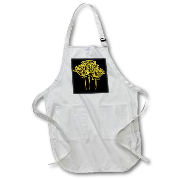 Apron - Artistic Yellow Roses Geometric Line Drawing Line Drawing - Yellow Roses